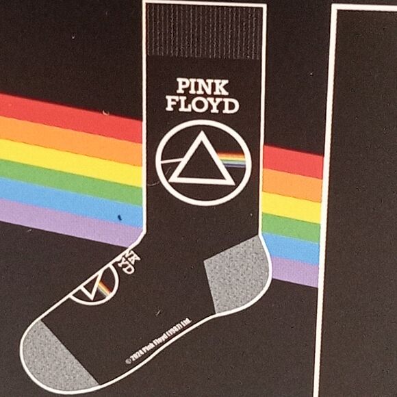PINK FLOYD Socks In Gift Box Black Crew Socks White & Rainbow Sz 7-12 NEW IN BOX - Picture 3 of 5